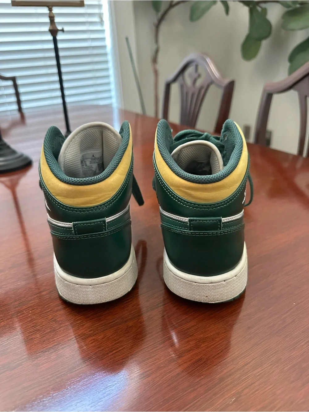 Jordan Men's High-Top Sneakers in Green, White and Yellow